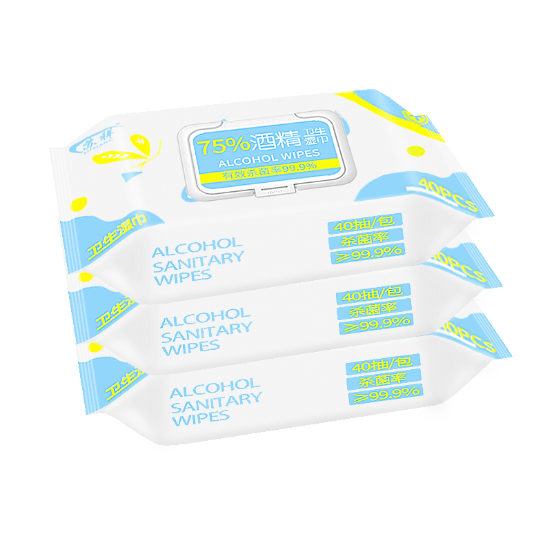 Antibacterial Hand Wipes Disposable 75% Alcohol Wipes Unscented 40Pack